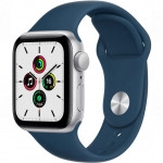 Apple Watch SE GPS, 44mm Silver Aluminium Case with Abyss Blue Sport Band MKQ43GK/A