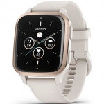 Garmin Venu Sq 2 - Music Edition Peach Gold Bezel with Ivory Case and Silicone Band 010-02700-11