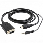 Кабель интерфейсный Cablexpert HDMI m - D-Sub (VGA) m + audio 1,8 м A-HDMI-VGA-03-6