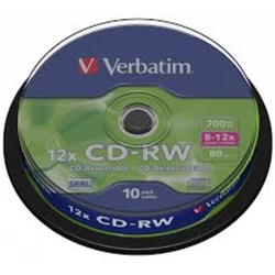 Verbatim Диск CD-RW 700Mb 10x Cake Box (10шт) 43480