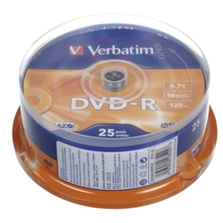 Verbatim Диск DVD-R 4.7Gb 16x Cake Box (25шт) 43522