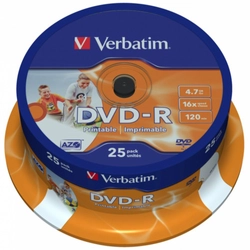 Verbatim Диск DVD-R 4.7Gb 16x Cake Box (25шт) 43730