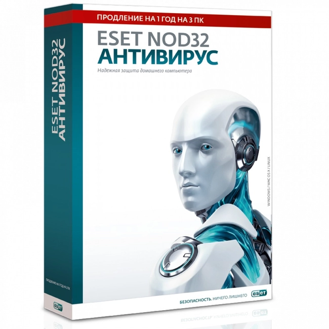 Антивирус Eset NOD32 продление лицензии на 1 год 3 NOD32-ENA-RN(BOX3)-1-1 (Продление лицензии)