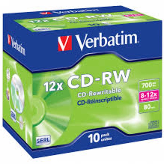 Verbatim Диск CD-RW 700Mb 12x Jewel case (10шт) 43148