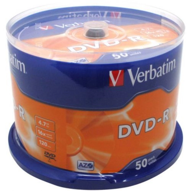 Verbatim Диск DVD-R  4.7Gb 16x Cake Box (50шт) 43548