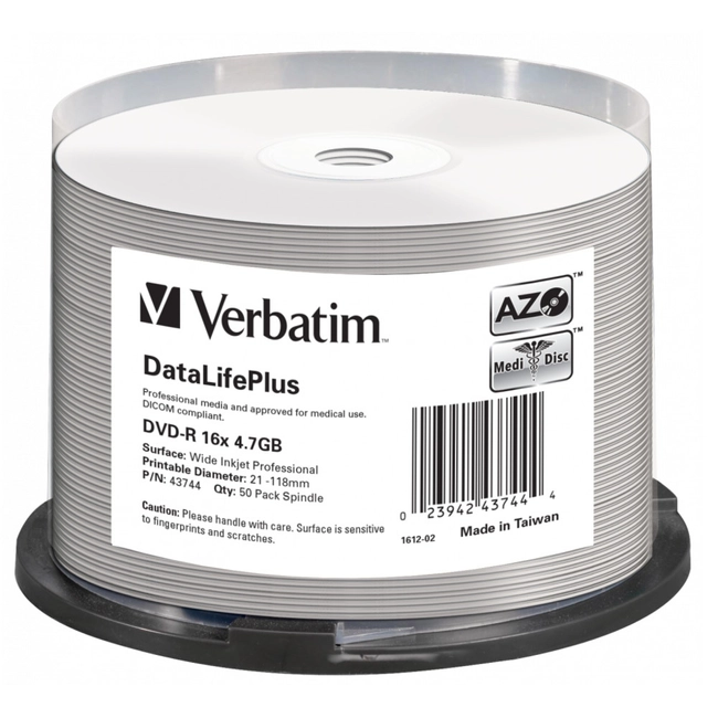 Verbatim Диск DVD-R 4.7Gb 16x Cake Box (50шт) 43744