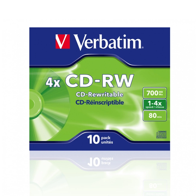 Оптический привод Verbatim Диск CD-RW 700Mb 4x Jewel case (10шт) 43123