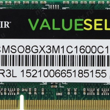 ОЗУ Corsair DDR3L 8Gb 1600MHz CMSO8GX3M1C1600C11 (SO-DIMM, DDR3, 8 Гб, 1600 МГц)