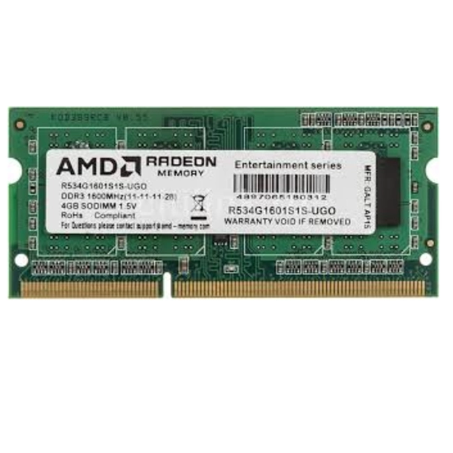 ОЗУ AMD DDR3 4Gb 1600MHz R534G1601S1S-UGO (SO-DIMM, DDR3, 4 Гб, 1600 МГц)