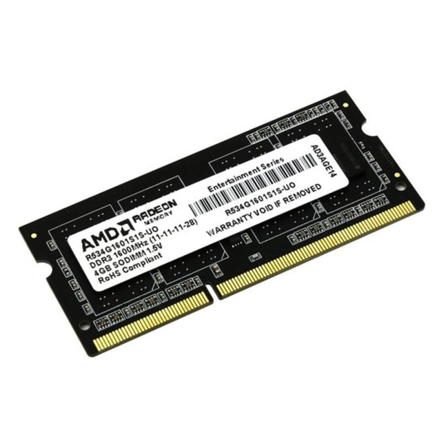 ОЗУ AMD R744G2400S1S R744G2400S1S-U (SO-DIMM, DDR4, 4 Гб, 2400 МГц)