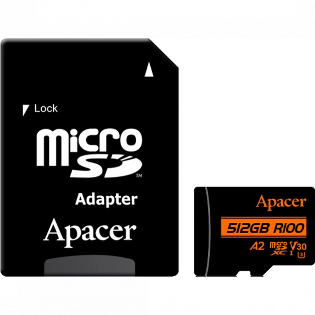 Флеш (Flash) карты Apacer microSDXC Class 10 + adapter SD AP512GMCSX10U8-R (512 ГБ)