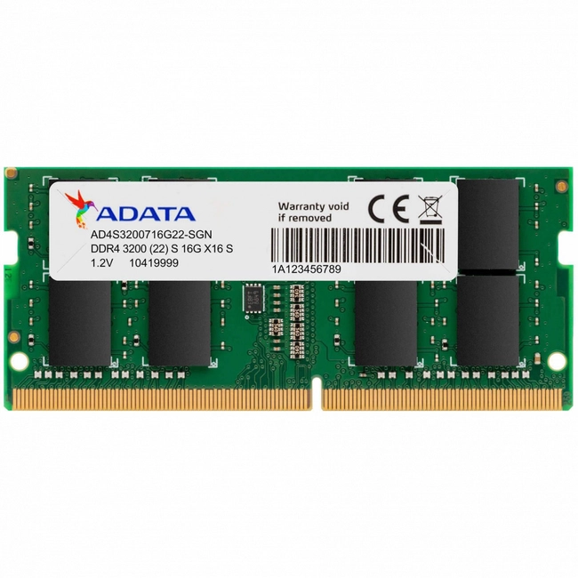 ОЗУ ADATA 8 ГБ AD4S32008G22-SGN (SO-DIMM, DDR4, 8 Гб, 3200 МГц)