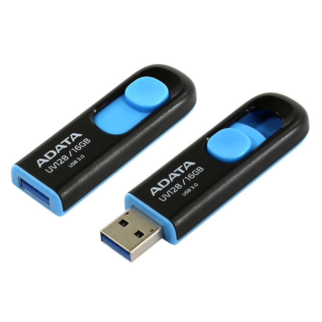 USB флешка (Flash) ADATA AUV128-16G-RBE 16GB - Black/Blue (16 ГБ)
