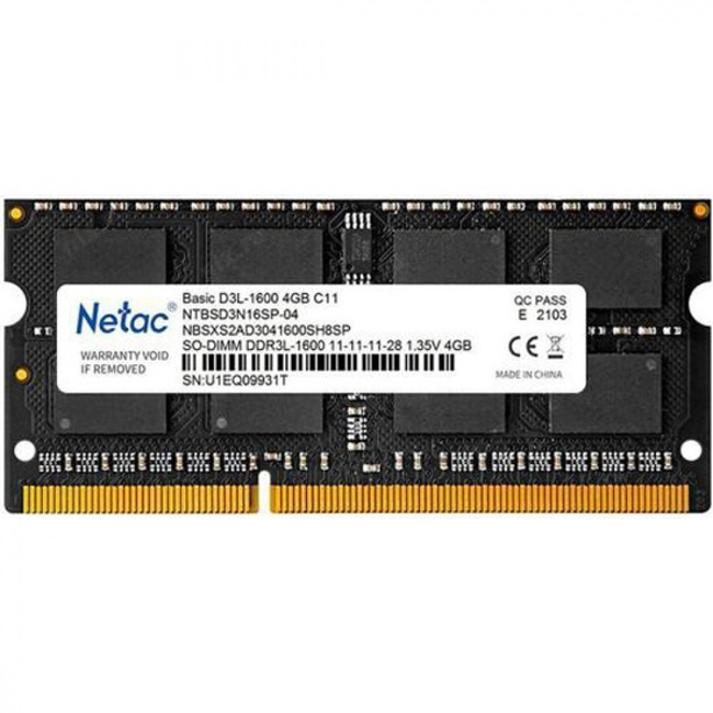 ОЗУ Netac NTBSD3N16SP-04 (SO-DIMM, DDR3, 4 Гб, 1600 МГц)