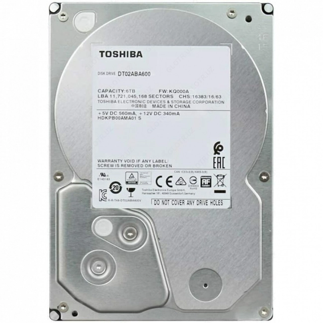 Внутренний жесткий диск Toshiba DT02ABA600 (HDD (классические), 6 ТБ, 3.5 дюйма, SATA)