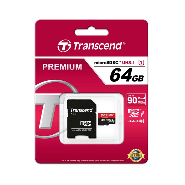 Флеш (Flash) карты Transcend 64GB microSDXC Class10 UHS-I 300X PREMIUM + adapter TS64GUSDU1 (64 ГБ)