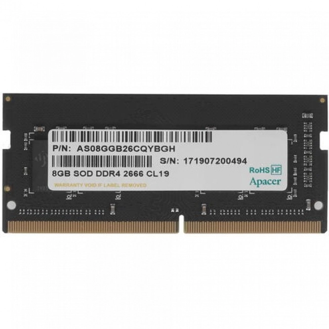 ОЗУ Apacer 8GB ES.08G2V.GNH/00G (SO-DIMM, DDR4, 8 Гб, 2666 МГц)
