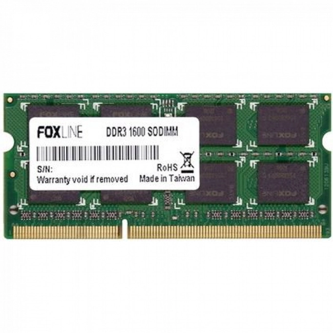 ОЗУ Foxline FL1600D3S11-8GH (SO-DIMM, DDR3, 8 Гб, 1600 МГц)