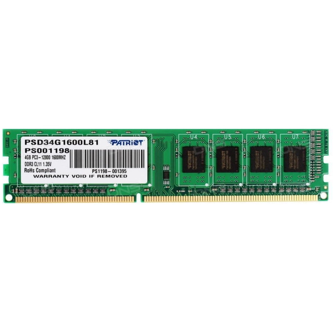 ОЗУ Crucial 4GB PC12800 DDR3L PSD34G1600L81 (DIMM, DDR3, 4 Гб, 1600 МГц)