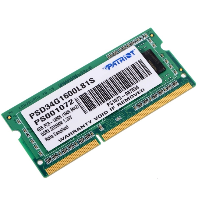 ОЗУ Crucial 4GB PC12800 DDR3L PSD34G1600L81S (SO-DIMM, DDR3, 4 Гб, 1600 МГц)