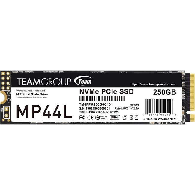 Внутренний жесткий диск Team Group MP44L TM8FPK250G0C101 (SSD (твердотельные), 250 ГБ, M.2, PCIe)