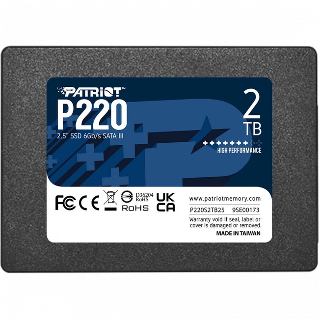 Внутренний жесткий диск Patriot P220 P220S2TB25 (SSD (твердотельные), 2 ТБ, 2.5 дюйма, SATA)