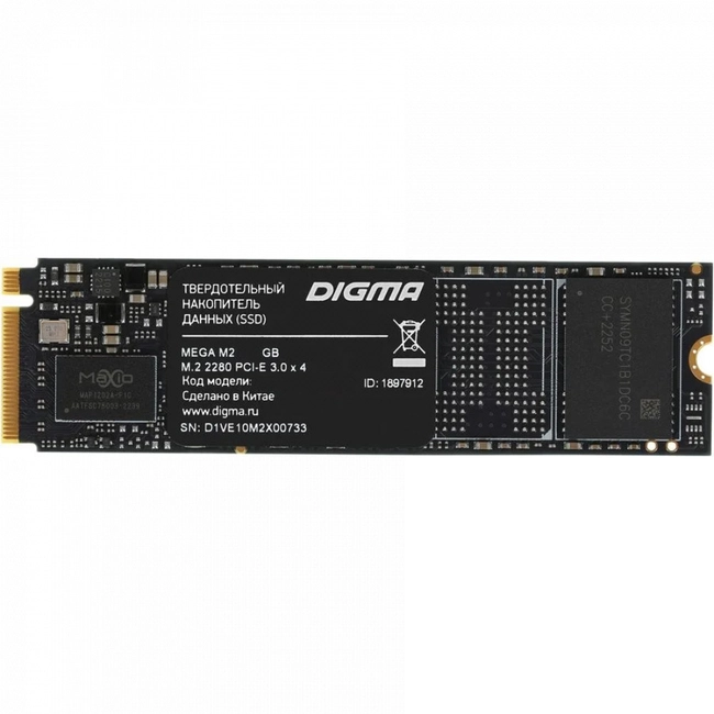 Внутренний жесткий диск Digma Mega M2 (DGSM3512GM23T) (SSD (твердотельные), 512 ГБ, M.2, NVMe)