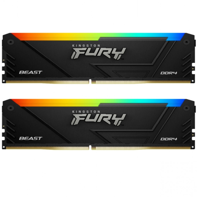 ОЗУ Kingston Fury Beast RGB KF437C19BB2AK2/16 (DIMM, DDR4, 16 Гб (2 х 8 Гб), 3733 МГц)