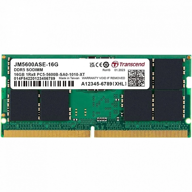 ОЗУ Transcend 16 ГБ JM5600ASE-16G (SO-DIMM, DDR5, 16 Гб, 5600 МГц)