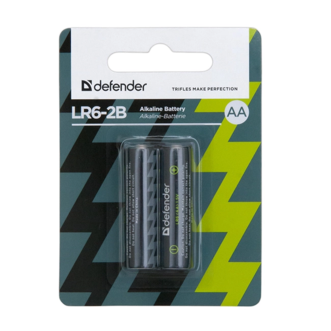 Батарейка Defender LR6 AA Alkaline LR6-2B - 2 штуки LR6 AA Defender Alkaline LR6-2B - 2 штуки