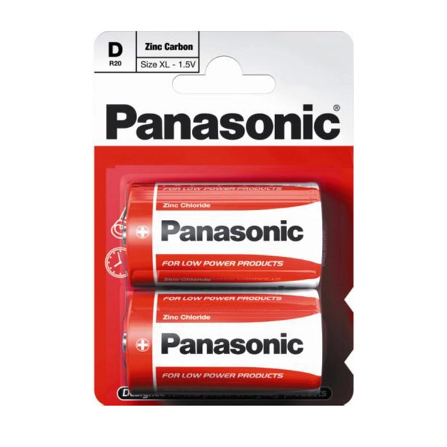 Батарейка Panasonic Red Zinc D/2B - 2штуки (Блисер) R20REL/2BPU