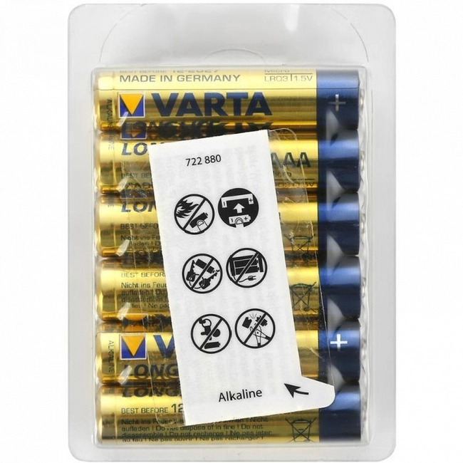Батарейка VARTA LR03 AAA Longlife Power 1.5V в блоке 12шт. 808687