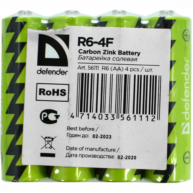 Батарейка Defender R6P-4F 56111
