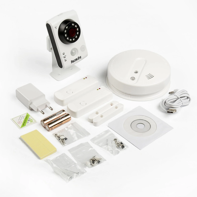 IP видеокамера Falcon Eye FE-HOME KIT (Настольная, Внутренней установки, WiFi + Ethernet, Фиксированный объектив, 2.8 мм, 1/4", 1 Мп ~ 1280×720 HD)