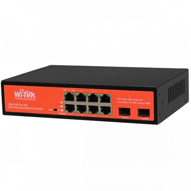Коммутатор Wi-Tek WI-PS310GF (1000 Base-TX (1000 мбит/с), 2 SFP порта)