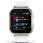 Garmin Venu Sq 2 - Cream Gold Bezel with White Case and Silicone Band 010-02701-11