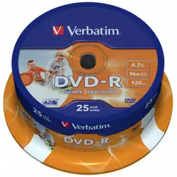 Verbatim Диск DVD-R 4.7Gb 16x Cake Box (25шт) 43730