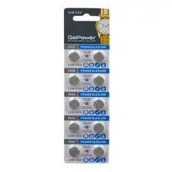 Батарейка GoPower G10/LR1130/LR54/389A/189 BL10 Alkaline 1.5V 00-00017857