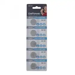 Батарейка GoPower CR1620 BL5 Lithium 3V 00-00023146