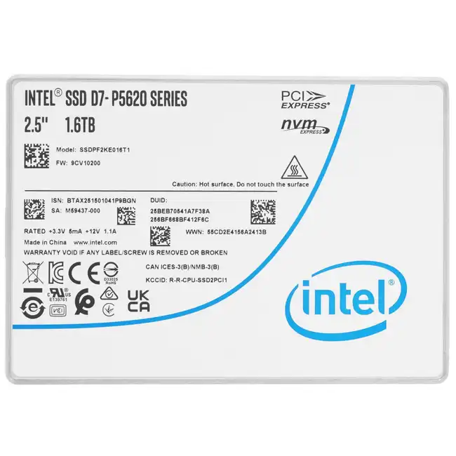 Серверный жесткий диск Intel D7-P5620 Series SSDPF2KE016T1N1 (SSD, 2,5 SFF, 1.6 ТБ, NVMe)