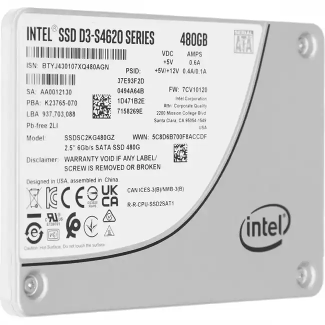 Серверный жесткий диск Intel SSDSC2KG480GZ01 SSDSC2KG480GZ01_99A0D8 (SSD, 2,5 SFF, 480 ГБ, SATA)