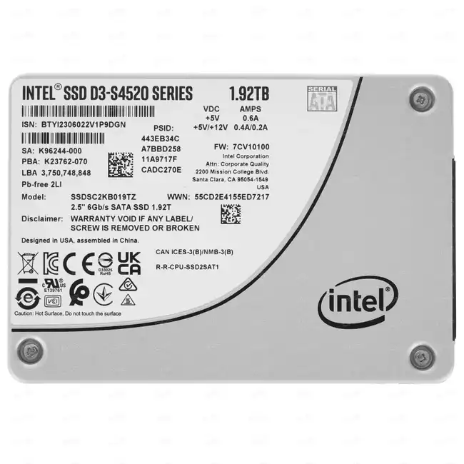 Серверный жесткий диск Intel SSDSC2KB019TZ01 SSDSC2KB019TZ01 99A0CP (SSD, 2,5 SFF, 1.92 ТБ, SATA)
