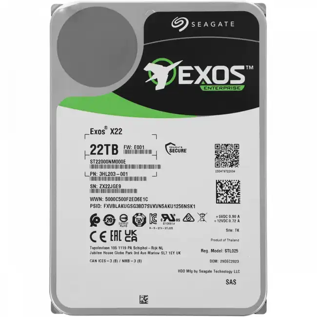Серверный жесткий диск Seagate 22TB Exos X22 (ST22000NM000C-FR) (HDD, 3,5 LFF, 22 ТБ, SATA)