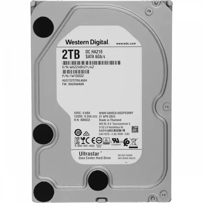 Внутренний жесткий диск Western Digital Ultrastar DC HA210 7K2 HUS722T2TALA604_1W10025 (HDD (классические), 2 ТБ, 3.5 дюйма, SATA)