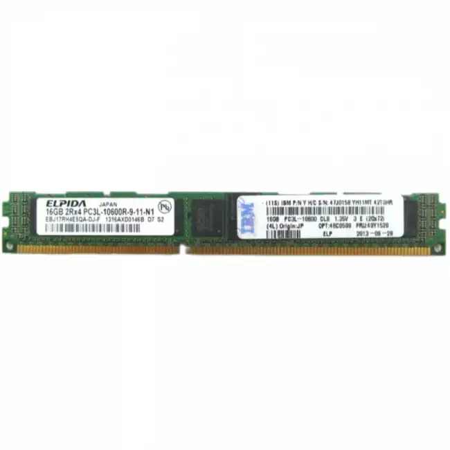 Серверная оперативная память ОЗУ IBM 16GB (1x16GB, 2Rx4, 1.35V) PC3L-10600 CL9 ECC DDR3 1333MHz VLP RDIMM 46C0599 (16 ГБ, DDR3)
