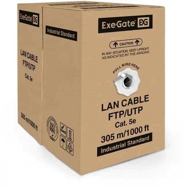 Кабель витая пара ExeGate UTP-2-C5e-CCA-S24-IN-PVC-GY-305
