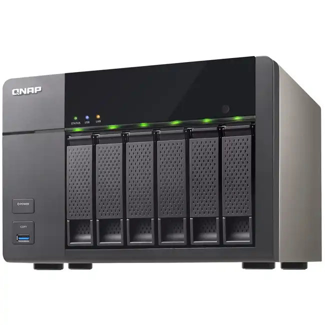 Дисковая системы хранения данных СХД Qnap Сетевой RAID-накопитель, 6 отсеков для HDD, HDMI-порт. Intel Celeron J1800 2,41 ГГц , 1ГБ. TS-651 (Tower, Tower)