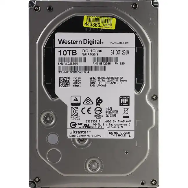 Внутренний жесткий диск Western Digital Ultrastar DC HC330 10 ТБ WUS721010ALE6L4 (HDD (классические), 10 ТБ, 3.5 дюйма, SATA)
