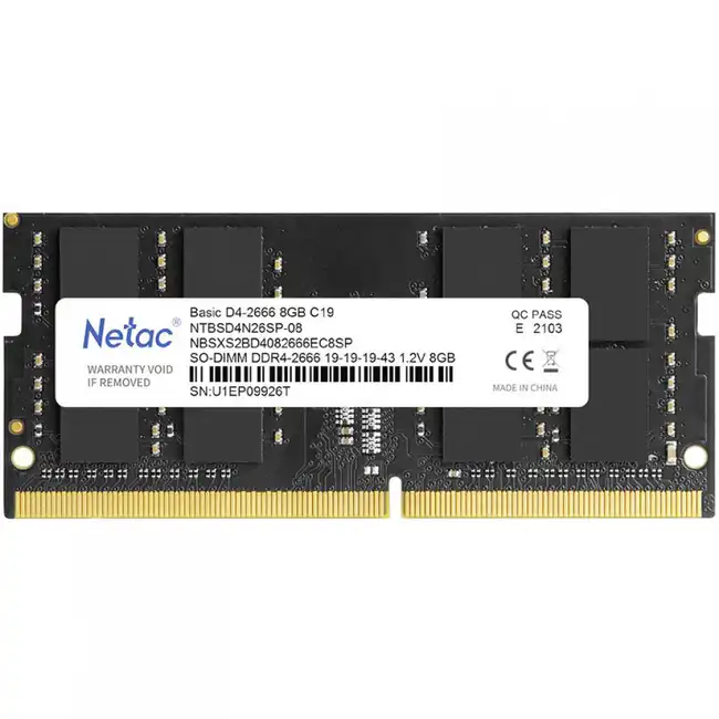 ОЗУ Netac Basic NTBSD4N32SP-08 (SO-DIMM, DDR4, 8 Гб, 3200 МГц)