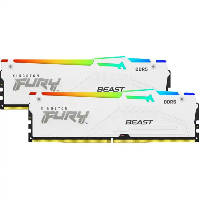 ОЗУ Kingston FURY Beast White RGB KF556C36BWEAK2-64 (DIMM, DDR5, 64 Гб (2 х 32 Гб), 5600 МГц)